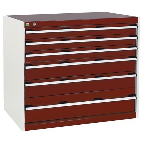 Szafki warsztatowe z szufladami Bott Cubio, 90 x 105 x 65-75 cm, 6 szuflad