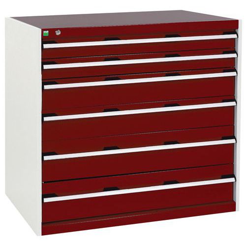 Szafki warsztatowe z szufladami Bott Cubio, 100 x 105 x 65-75 cm, 6 szuflad
