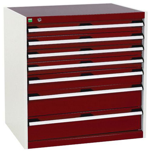 Szafki warsztatowe z szufladami Bott Cubio, 80 x 80 x 52,5-75 cm, 7 szuflad