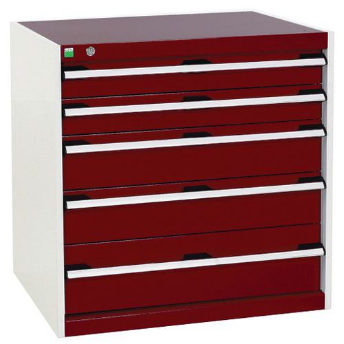 Szafki warsztatowe z szufladami Bott Cubio, 80 x 80 x 52,5-75 cm, 5 szuflad