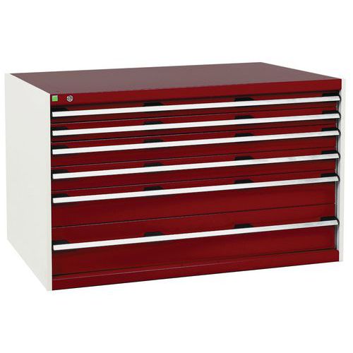 Szafki warsztatowe z szufladami Bott Cubio, 80 x 130 x 65-75 cm, 6 szuflad
