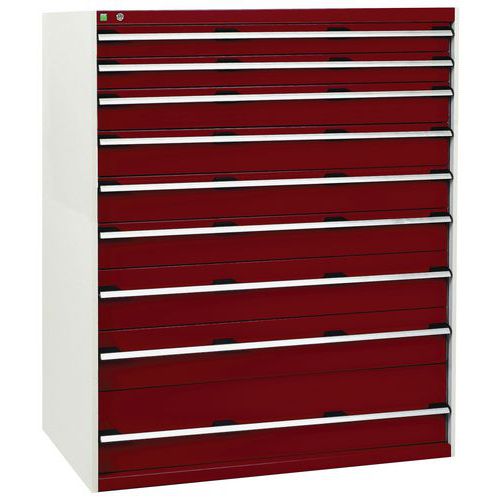 Szuflady warsztatowe Bott Cubio, 160 x 130 x 65-75 cm, 9 szuflad