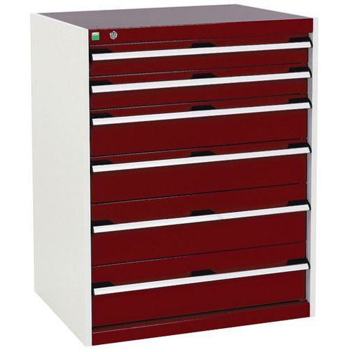 Szafki warsztatowe z szufladami Bott Cubio, 100 x 80 x 52,5-75 cm, 6 szuflad