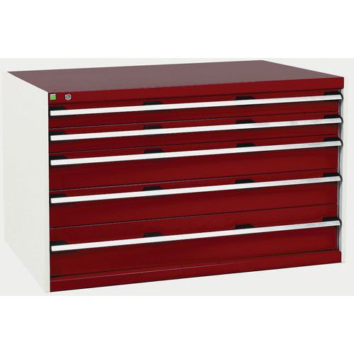 Szafki warsztatowe z szufladami Bott Cubio, 80 x 130 x 65-75 cm, 5 szuflad