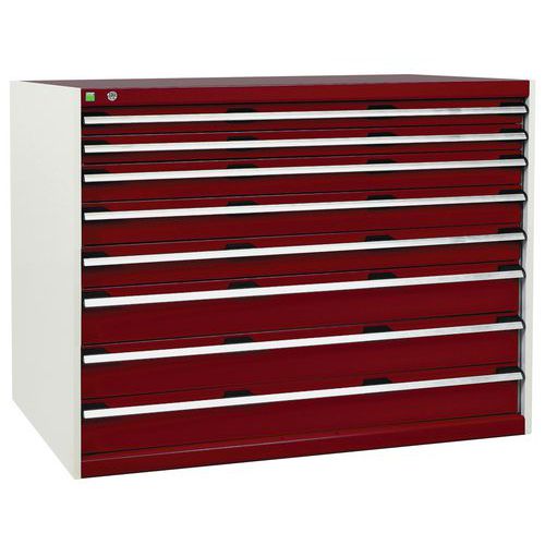 Szafki warsztatowe z szufladami Bott Cubio, 100 x 130 x 65-75 cm, 8 szuflad