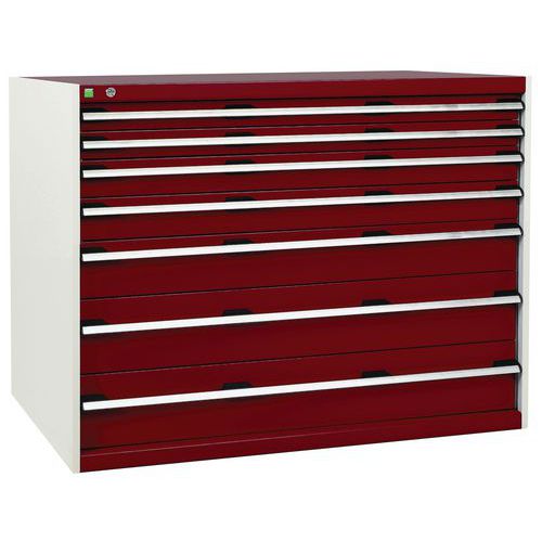 Szafki warsztatowe z szufladami Bott Cubio, 100 x 130 x 65-75 cm, 7 szuflad