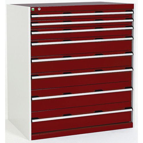 Szafki warsztatowe z szufladami Bott Cubio, 120 x 105 x 65-75 cm, 8 szuflad