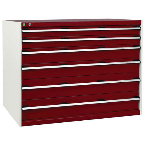 Szafki warsztatowe z szufladami Bott Cubio, 100 x 130 x 65-75 cm, 6 szuflad