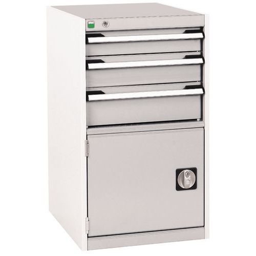 Warsztatowe szafki z szufladami Bott Cubio, 90 x 52,5 x 52,5-65 cm, 3 szuflady, 1 szafka