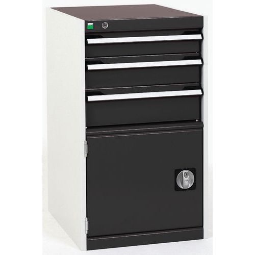 Warsztatowe szafki z szufladami Bott Cubio, 90 x 52,5 x 52,5-65 cm, 3 szuflady, 1 szafka