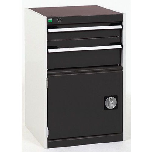 Warsztatowe szafki z szufladami Bott Cubio, 80 x 52,5 x 52,5-65 cm, 2 szuflady, 1 szafka