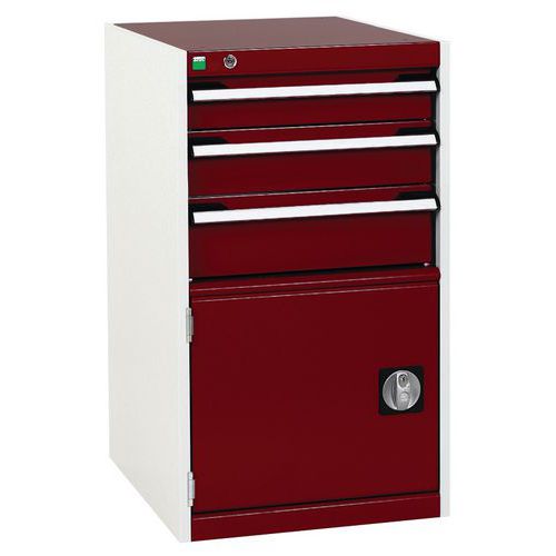 Warsztatowe szafki z szufladami Bott Cubio, 90 x 52,5 x 52,5-65 cm, 3 szuflady, 1 szafka