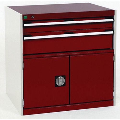 Warsztatowe szafki z szufladami Bott Cubio, 80 x 80 x 52,5-75 cm, 2 szuflady, 1 szafka
