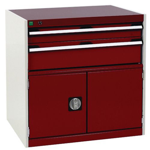 Warsztatowe szafki z szufladami Bott Cubio, 80 x 80 x 52,5-75 cm, 2 szuflady, 1 szafka