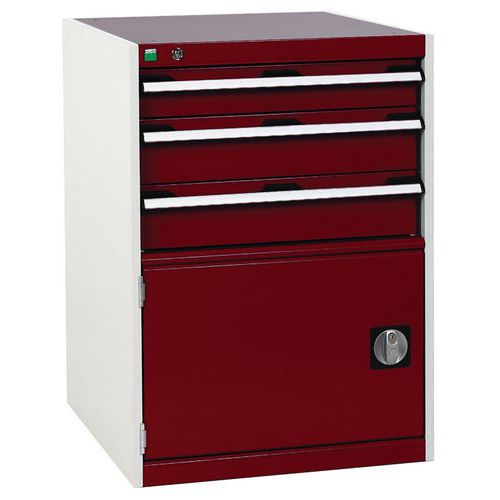 Warsztatowe szafki z szufladami Bott Cubio, 90 x 65 x 52,5-75 cm, 3 szuflady, 1 szafka