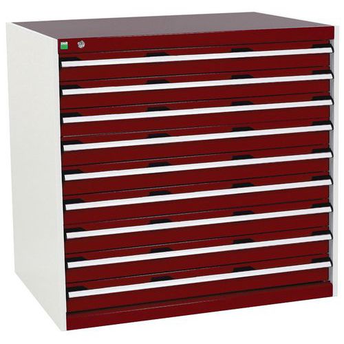 Szafki warsztatowe z szufladami Bott Cubio, 100 x 105 x 65-75 cm, 9 szuflad