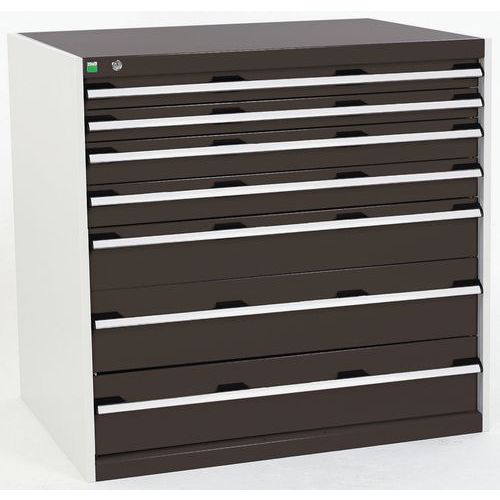 Szafki warsztatowe z szufladami Bott Cubio, 100 x 105 x 65-75 cm, 7 szuflad