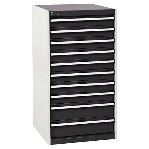 Warsztatowe szafki z szufladami Bott Cubio, 120 x 65 x 52,5-75 cm, 10 szuflad