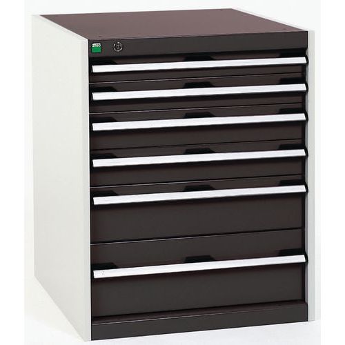 Szafki warsztatowe z szufladami Bott Cubio, 80 x 65 x 52,5-75 cm, 6 szuflad
