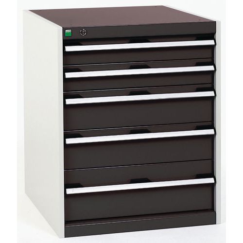 Szafki warsztatowe z szufladami Bott Cubio, 80 x 65 x 52,5-75 cm, 5 szuflad