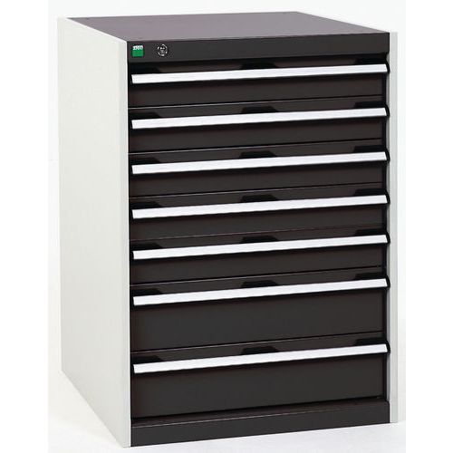 Szafki warsztatowe z szufladami Bott Cubio, 90 x 65 x 52,5-75 cm, 7 szuflad