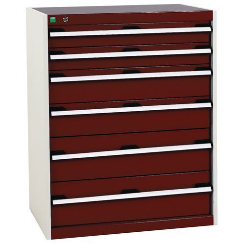 Szafki warsztatowe z szufladami Bott Cubio, 100 x 80 x 52,5-75 cm, 6 szuflad