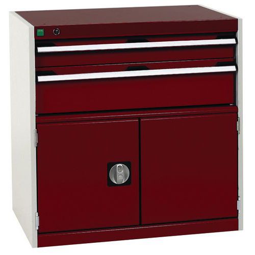 Warsztatowe szafki z szufladami Bott Cubio, 80 x 80 x 52,5-75 cm, 2 szuflady, 1 szafka