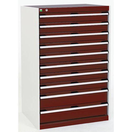 Warsztatowe szafki z szufladami Bott Cubio, 120 x 80 x 52,5-75 cm, 10 szuflad