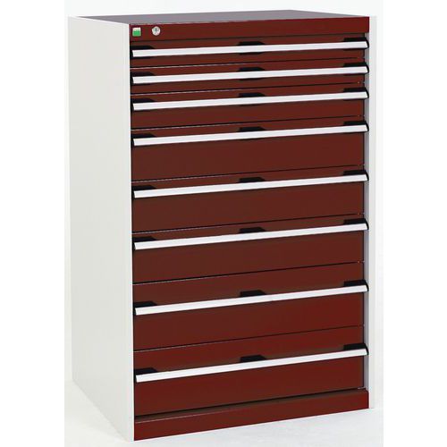 Warsztatowe szafki z szufladami Bott Cubio, 120 x 80 x 52,5-75 cm, 8 szuflad
