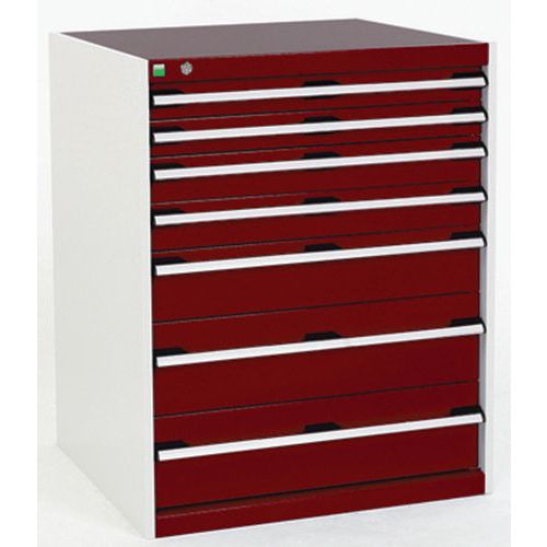 Warsztatowe szafki z szufladami Bott Cubio, 100 x 80 x 52,5-75 cm, 7 szuflad