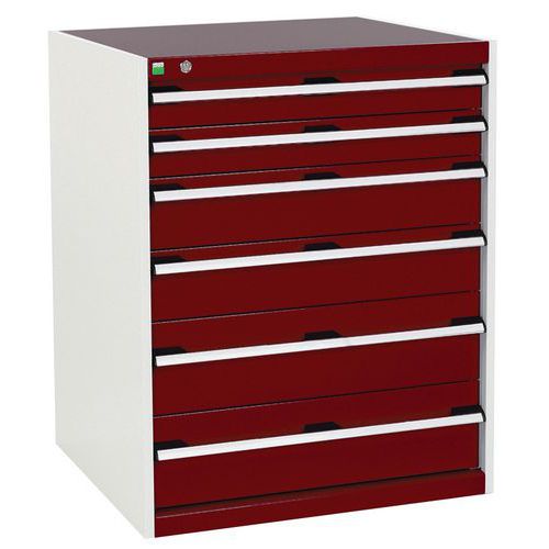 Szafki warsztatowe z szufladami Bott Cubio, 100 x 80 x 52,5-75 cm, 6 szuflad