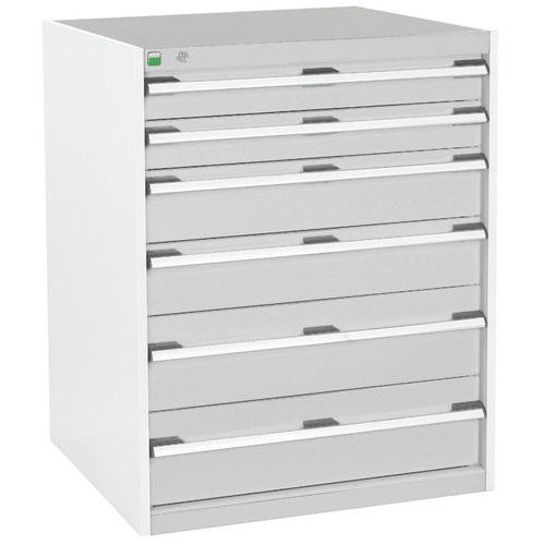 Szafki warsztatowe z szufladami Bott Cubio, 100 x 80 x 52,5-75 cm, 6 szuflad