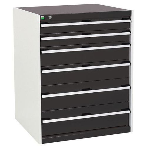 Szafki warsztatowe z szufladami Bott Cubio, 100 x 80 x 52,5-75 cm, 6 szuflad