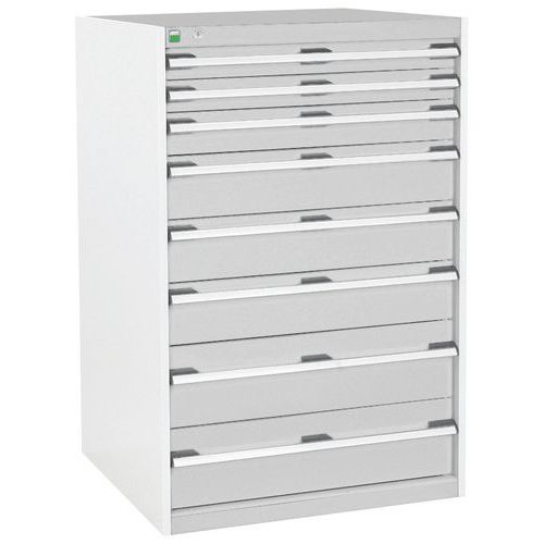 Warsztatowe szafki z szufladami Bott Cubio, 120 x 80 x 52,5-75 cm, 8 szuflad