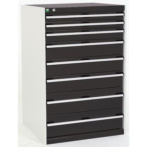 Warsztatowe szafki z szufladami Bott Cubio, 120 x 80 x 52,5-75 cm, 8 szuflad
