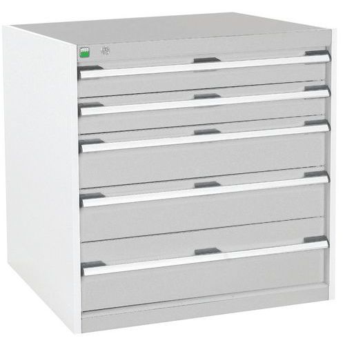 Szafki warsztatowe z szufladami Bott Cubio, 80 x 80 x 52,5-75 cm, 5 szuflad