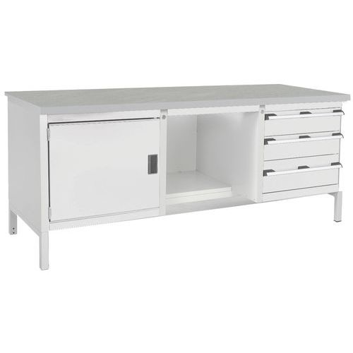 Stół warsztatowy Bott Cubio Storage, 84 x 200 x 75 cm, 1 szafka, 3 szuflady, półki, multipleks/linoleum