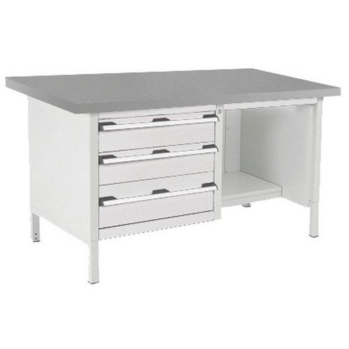 Stół warsztatowy Bott Cubio Storage, 84 x 150 x 75 cm, 3 szuflady, półki, linoleum/sklejka
