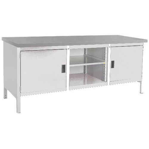Stół warsztatowy Bott Cubio Storage, 84 x 200 x 75 cm, 2 szafki, półki, multipleks/linoleum