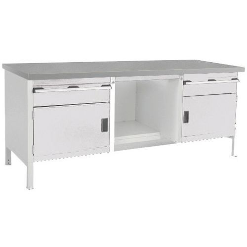 Stół warsztatowy Bott Cubio Storage, 84 x 200 x 75 cm, 2 szafki, 2 szuflady, półki, multipleks/linoleum