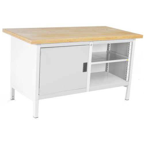 Stół warsztatowy Bott Cubio Storage, 84 x 150 x 75 cm, 1 szafka, część otwarta z półką, linoleum/sklejka