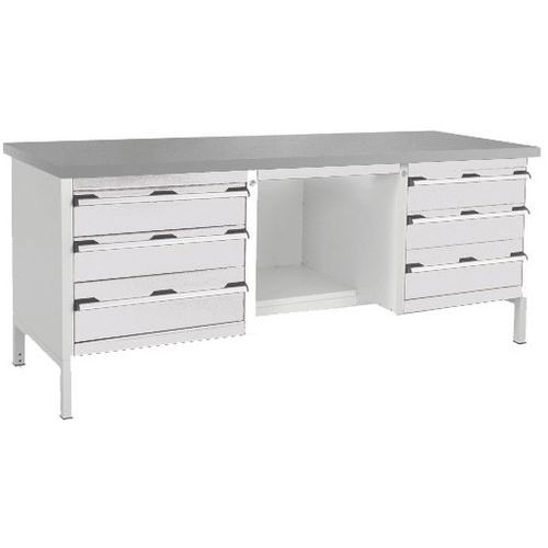 Stół warsztatowy Bott Cubio Storage, 84 x 200 x 75 cm, 6 szuflad, półki, multipleks/linoleum