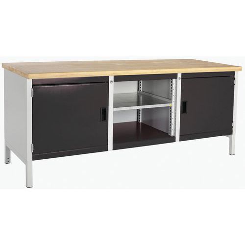 Stół warsztatowy Bott Cubio Storage, 84 x 200 x 75 cm, 2 szafki, półki, multipleks/linoleum