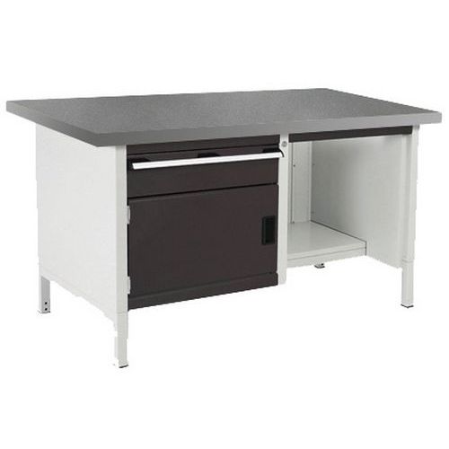 Stół warsztatowy Bott Cubio Storage, 84 x 150 x 75 cm, 1 szafka, 1 szuflada, półki, linoleum/sklejka