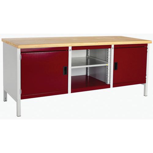 Stół warsztatowy Bott Cubio Storage, 84 x 200 x 75 cm, 2 szafki, półki, multipleks/linoleum