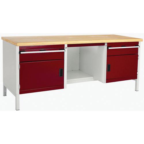Stół warsztatowy Bott Cubio Storage, 84 x 200 x 75 cm, 2 szafki, 2 szuflady, półki, multipleks/linoleum