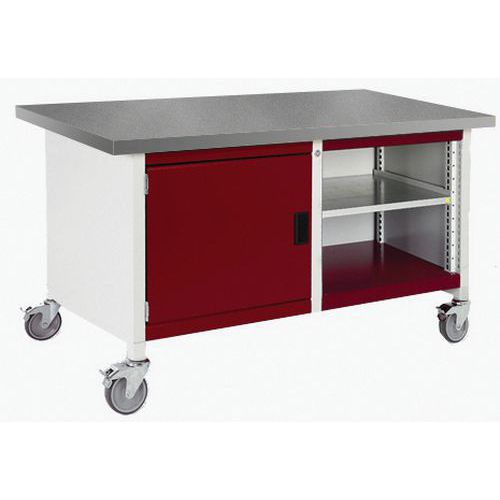 Mobilny stół warsztatowy Bott Cubio Storage, 84 x 150 x 75 cm, szafka, otwarta przestrzeń z półką