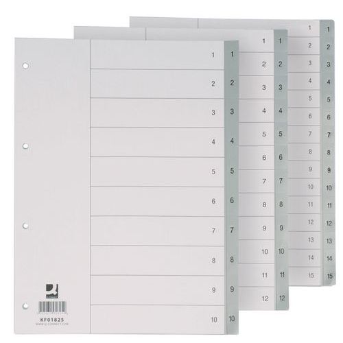 Przekładki Q-CONNECT, A4, 230x297mm, 1-12, 12 kart, szare