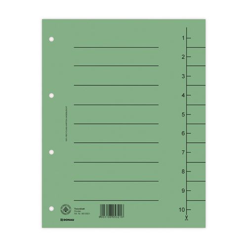 Przekładka DONAU, karton, A4, 235x300mm, 1-10, 1 karta