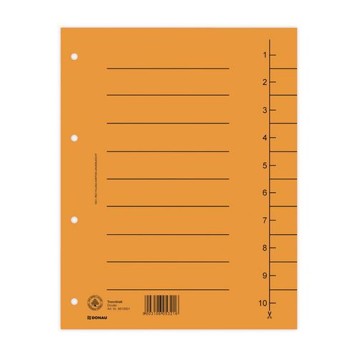Przekładka DONAU, karton, A4, 235x300mm, 1-10, 1 karta
